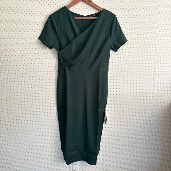 Universal Standard Mary Sheath Dress 4XS 00 0 2XS NWT Forest Green Wrap Career - Picture 4 of 8
